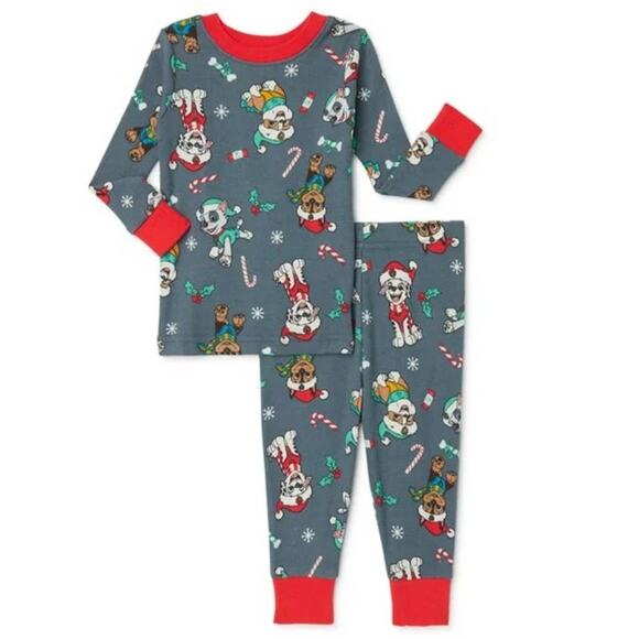 Paw Patrol Christmas Pajamas 12 Months Christmas Pjs Marshall Chase Rubble - Picture 9 of 9